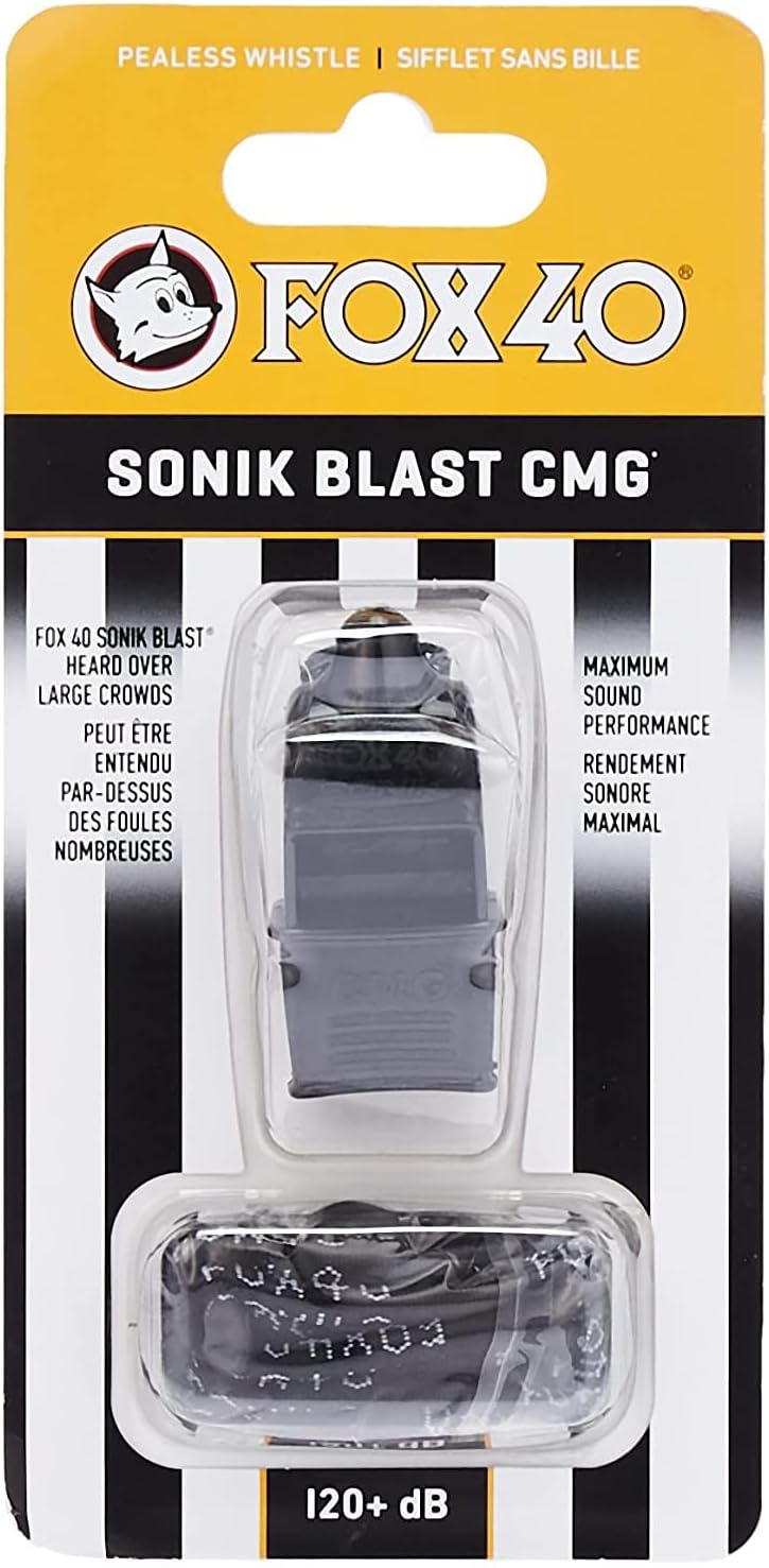 FOX40 Fox 40 Sonik Blast CMG Official Whistle with Break Away Lanyard Black - Image 1