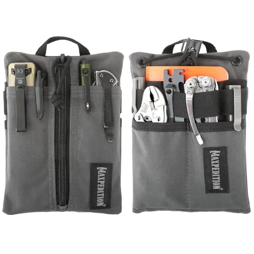MAXPEDITION Platy Pocket Organizer, Durable EDC Tool Pouch for Men, Neck Wallet with Paracord Lanyard, Holds Flashlight, Multitool, Pen, Notebook (Wolf Gray, 5" x 7") - Image 1