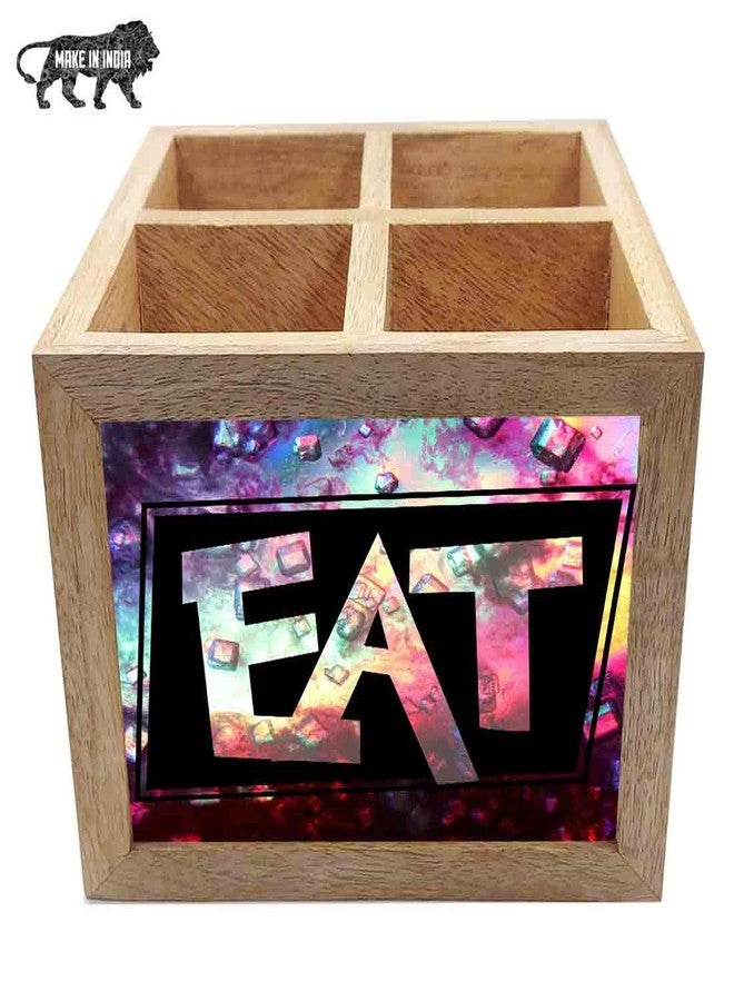 Nutcase Wooden Cutlery Stand Holder Silverware Caddy Spoons Forks Knives Organizer for Dining Table & Kitchen -Made in India-Spoons NOT Included - Eat Sleep - Image 5