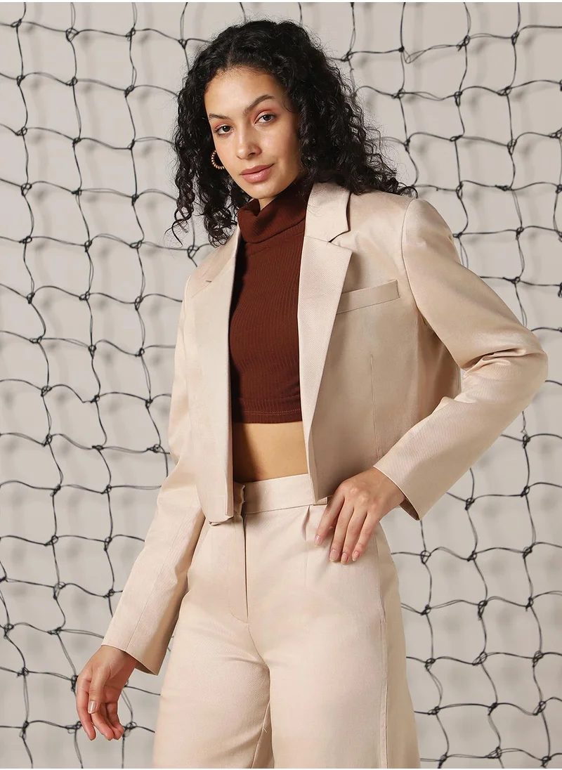 Hubberholme Women's Doe Skin Cotton Blend Solid Oversized Blazer