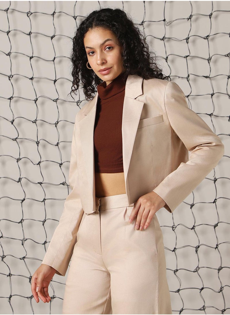 Hubberholme Women's Doe Skin Cotton Blend Solid Oversized Blazer  - Image 2