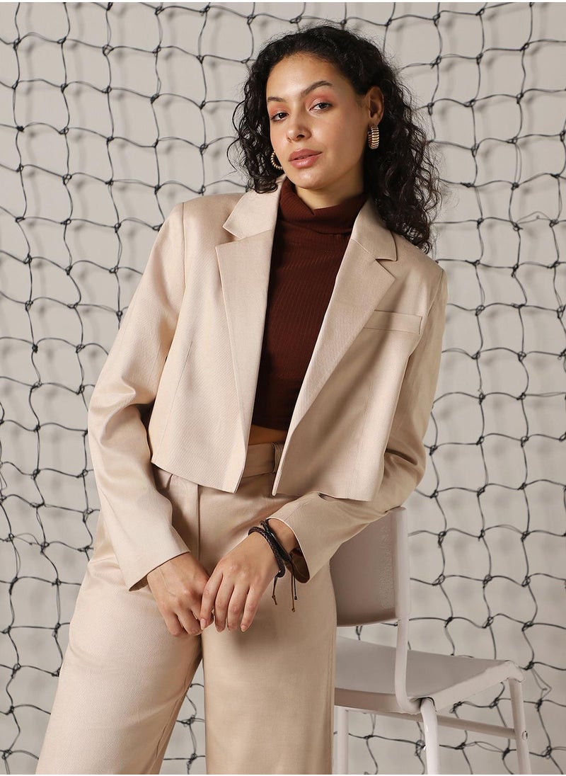 Hubberholme Women's Doe Skin Cotton Blend Solid Oversized Blazer  - Image 1