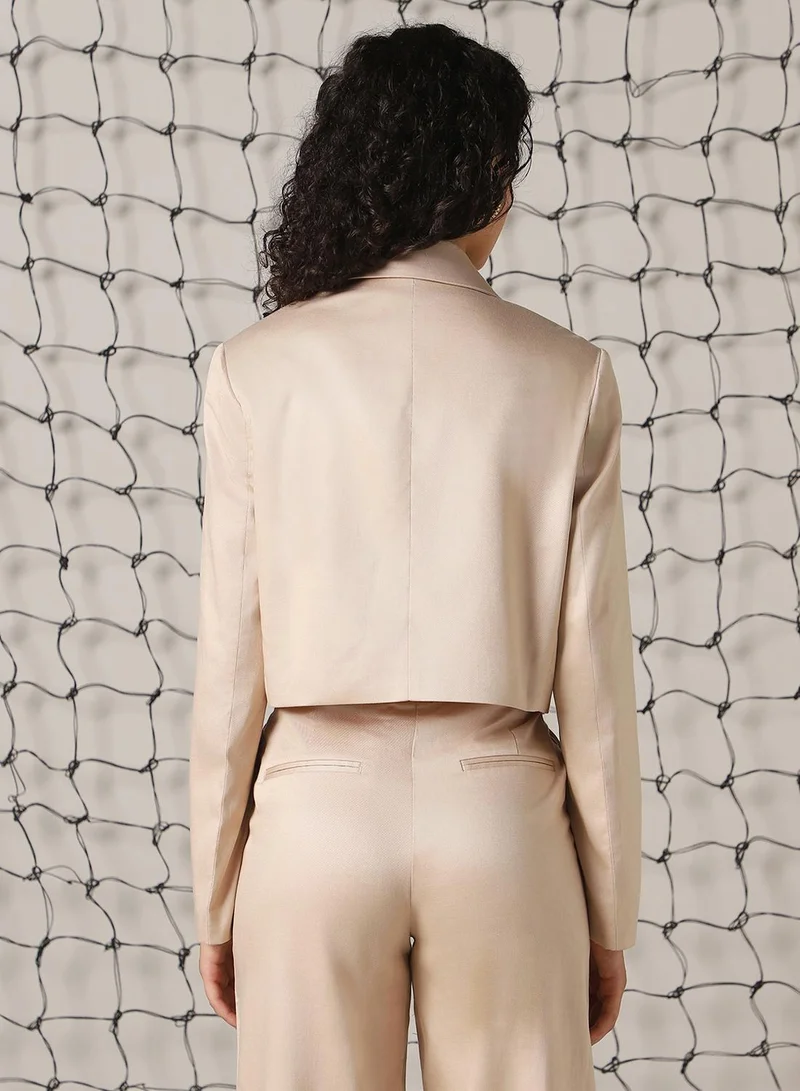 Hubberholme Women's Doe Skin Cotton Blend Solid Oversized Blazer