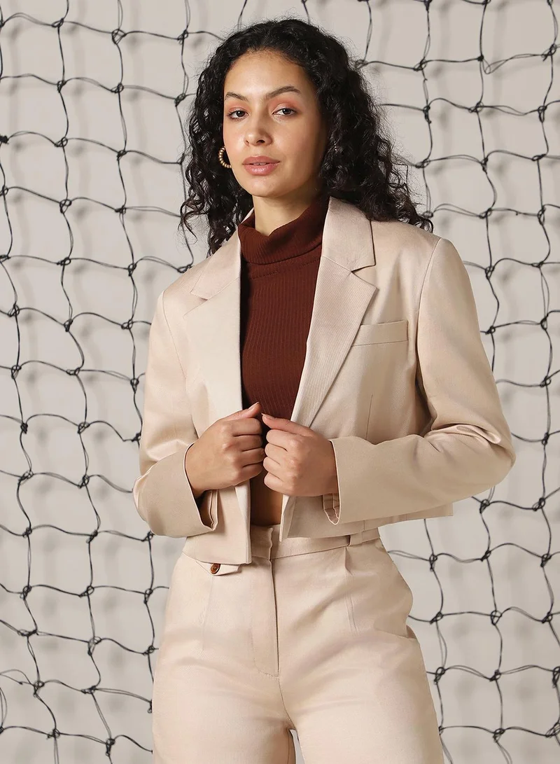 Hubberholme Women's Doe Skin Cotton Blend Solid Oversized Blazer