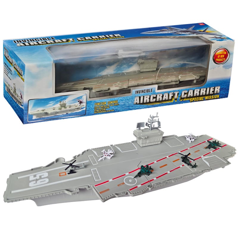 OTONOPI 185 Inch Aircraft Carrier Battleship Army Toys with 6 Warships Fighter Jets Warplanes Helicopter Military Aircraft Carrier Model Ships for Kids Boys Girls - Image 3