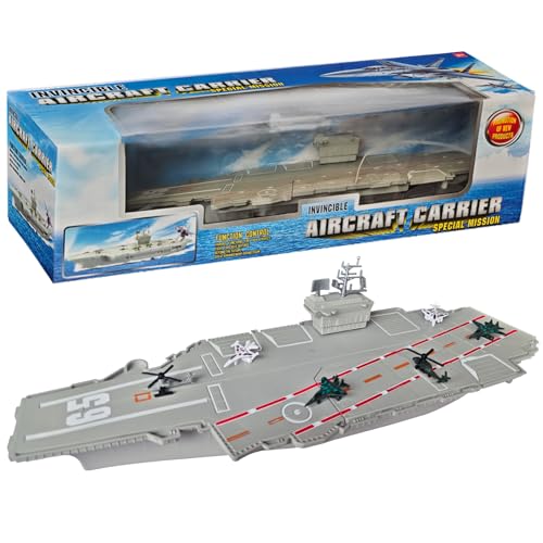 OTONOPI 185 Inch Aircraft Carrier Battleship Army Toys with 6 Warships Fighter Jets Warplanes Helicopter Military Aircraft Carrier Model Ships for Kids Boys Girls - Image 1