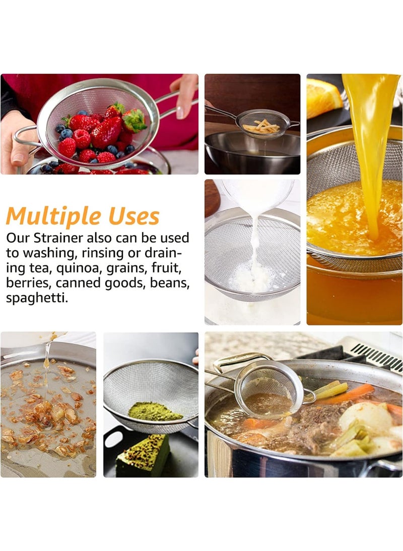 مصفاة مطبخ، مصفاة شبكية دقيقة من الفولاذ المقاوم للصدأ بمقبض للطعام والنودلز والخضروات، 24 سم - Image 5