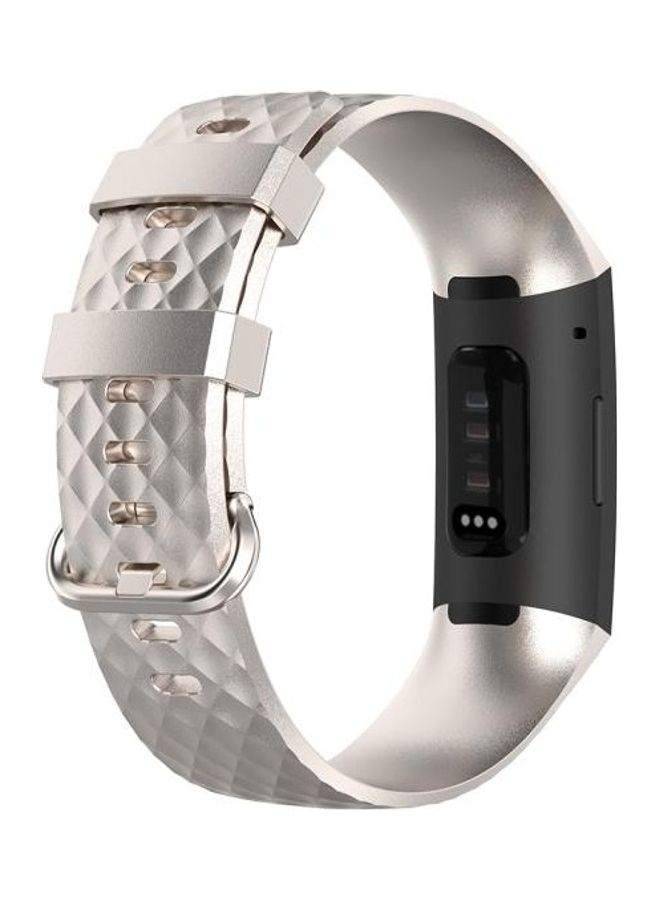 NIBEMINENT Colour Buckle TPU Wrist Strap For Fitbit Charge 4/Charge 3/Charge 3 SE Silver - Image 4