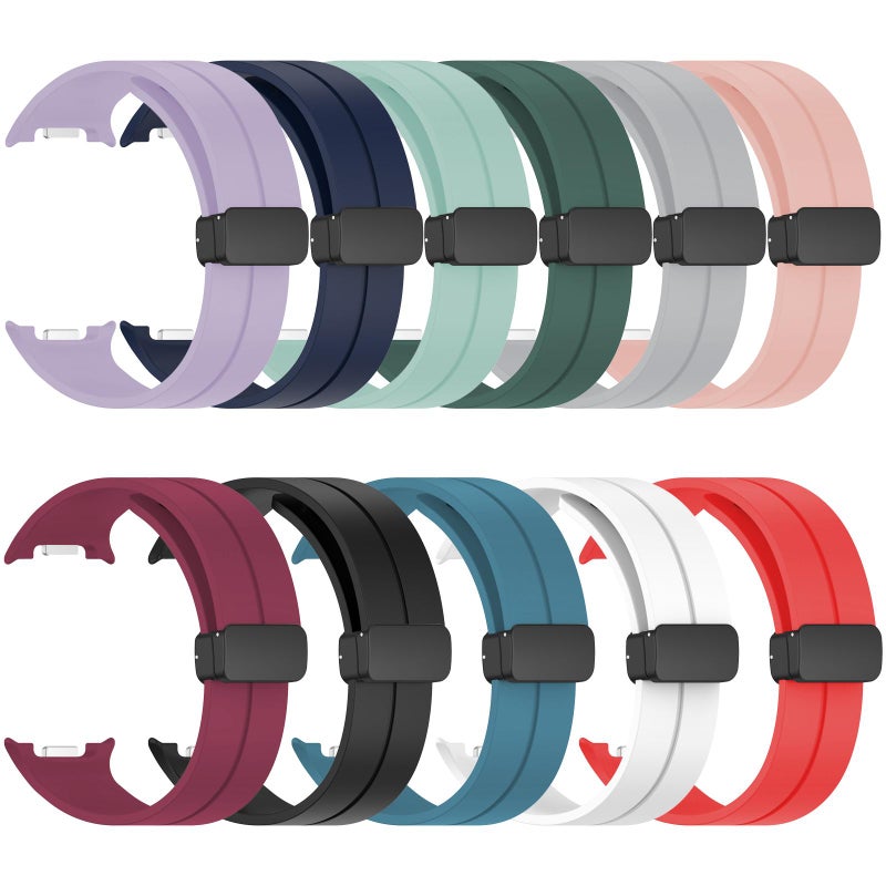 erorex For Samsung Galaxy Watch Ultra / Ultra 2025 Flat Head Groove Folding Black Buckle Silicone Watch Band(Midnight Blue) - Image 5