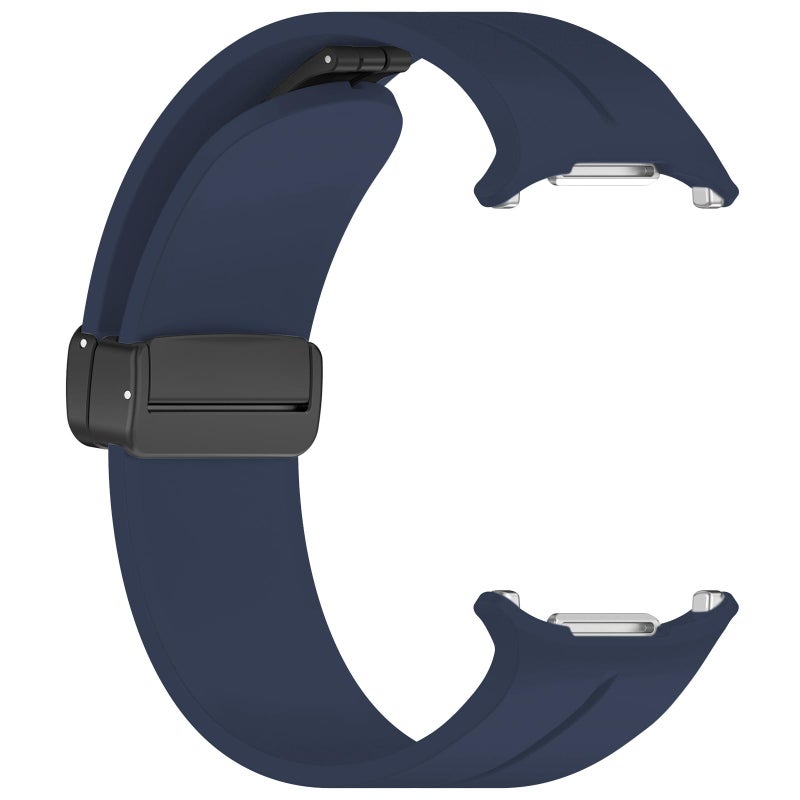 erorex For Samsung Galaxy Watch Ultra / Ultra 2025 Flat Head Groove Folding Black Buckle Silicone Watch Band(Midnight Blue) - Image 3