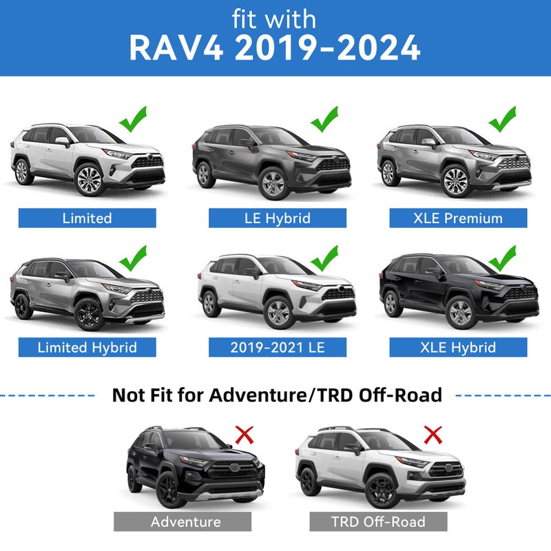 FLYCLE حامل سقف بوزن 220 رطل لعربات 2019-2025 RAV4 XLE XSE بريميوم ليمتد هايبرد LE مع قضبان جانبية، قضبان ألومنيوم قابلة للقفل لحمل الأمتعة على السطح، قوارب الكانو، قوارب الكاياك، دراجات هوائية، حقيبة سقف - Image 5