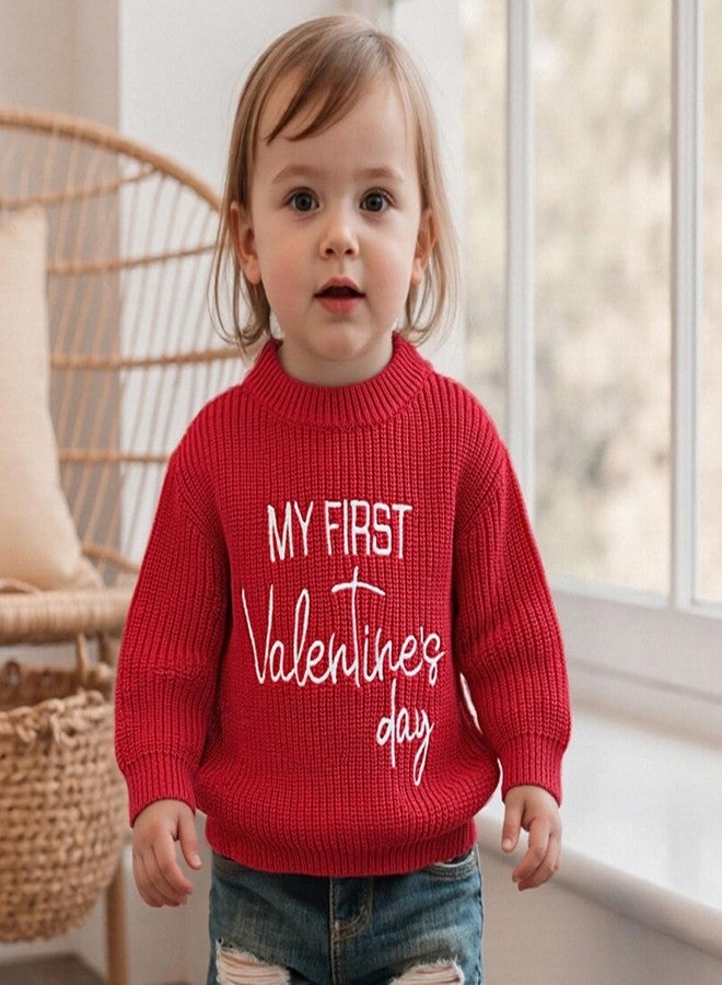 Thorn Tree My First Valentines Day Baby Boy Girl Outfit Knit Sweater Newborn Infant Sweatshirt Long Sleeve Pullover Sweater, Red, 0-3 Months - Image 2