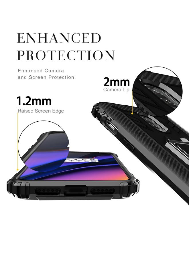 اس-توب جراب لهاتف OnePlus 7 / 6T مصنوع من ألياف الكربون مع حامل حلقي يدور 360 درجة - Image 4