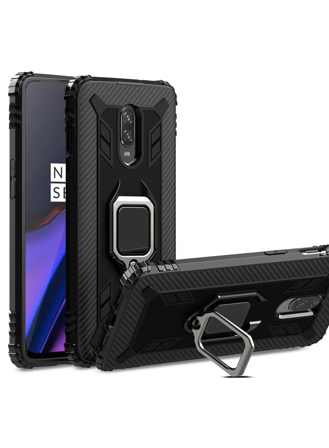 اس-توب جراب لهاتف OnePlus 7 / 6T مصنوع من ألياف الكربون مع حامل حلقي يدور 360 درجة - Image 2