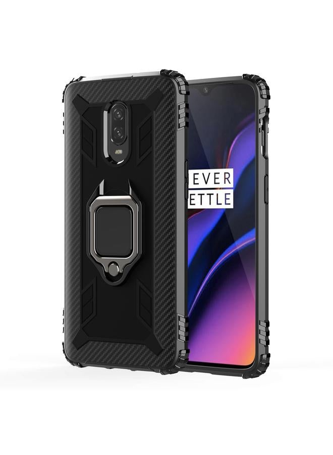 اس-توب جراب لهاتف OnePlus 7 / 6T مصنوع من ألياف الكربون مع حامل حلقي يدور 360 درجة - Image 1