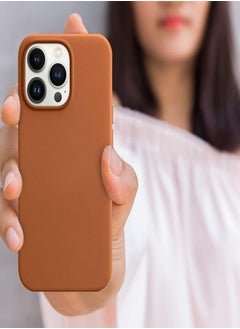PiBlue Artificial Leather Protective Case Cover For iPhone 13 Pro Max Brown  - Image 1