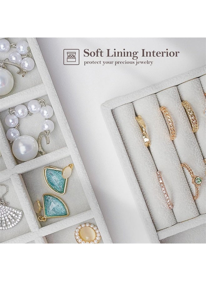 HOMESTAR Set of 4 Stackable Jewelry Organizer Trays for Drawers, Jewelry Drawer Inserts Container, Display Case Storage for Earring, Necklace, Rings, Bracelet, Grey - Image 4