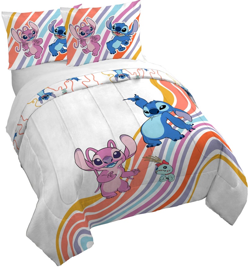 Jay Franco Duvet Cover Set  3 Piece Comforter Cover and Sham Set Super Soft Cozy Kids Bedding Insert Not Included White  Lilo and Stitch Queen