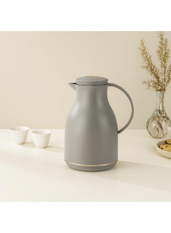 ماستر جولد ترمس شاي وقهوة بسعة لتر واحد بتصميم أنيق | ترمس للمشروبات الساخنة والباردة | ترمس شاي وقهوة محكم الإغلاق بحافة ذهبية | مناسب للمكاتب والفنادق والاستخدام اليومي - Image 1