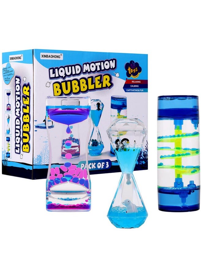 XINBAOHONG - Liquid Motion Bubbler For Kids And Adults 3Pack Hourglass Liquid Bubbler Timer For Sensory Play Fidget Toy Stress Management Desk Decor - Image 1
