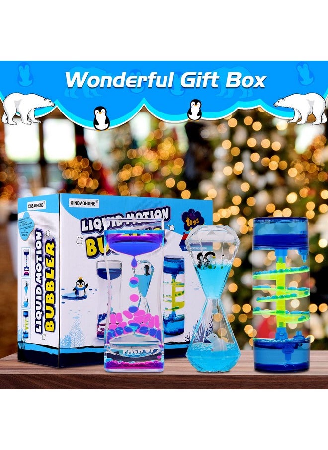 XINBAOHONG - Liquid Motion Bubbler For Kids And Adults 3Pack Hourglass Liquid Bubbler Timer For Sensory Play Fidget Toy Stress Management Desk Decor - Image 1