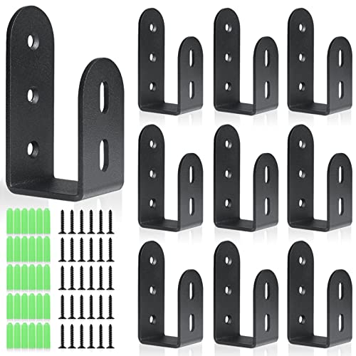 Riuog U Shaped Bracket, Heavy Duty Door Security Brackets for 2 x 4 Lumber,Open Bar Holder Steel U Bracket Door Security bar fit for Indoor,Outdoor Door Security (10 Pack) - Image 1