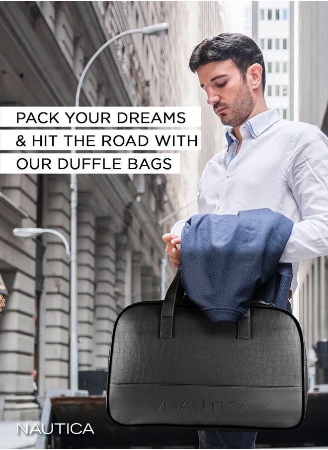 NAUTICA Nautica Duffle Bag for Travel | Stylish Leatherette Luggage | Compact and Comfortable for Travelling | Suitable for Men's and Women's One Size (Black, 15 cms)  - Image 3