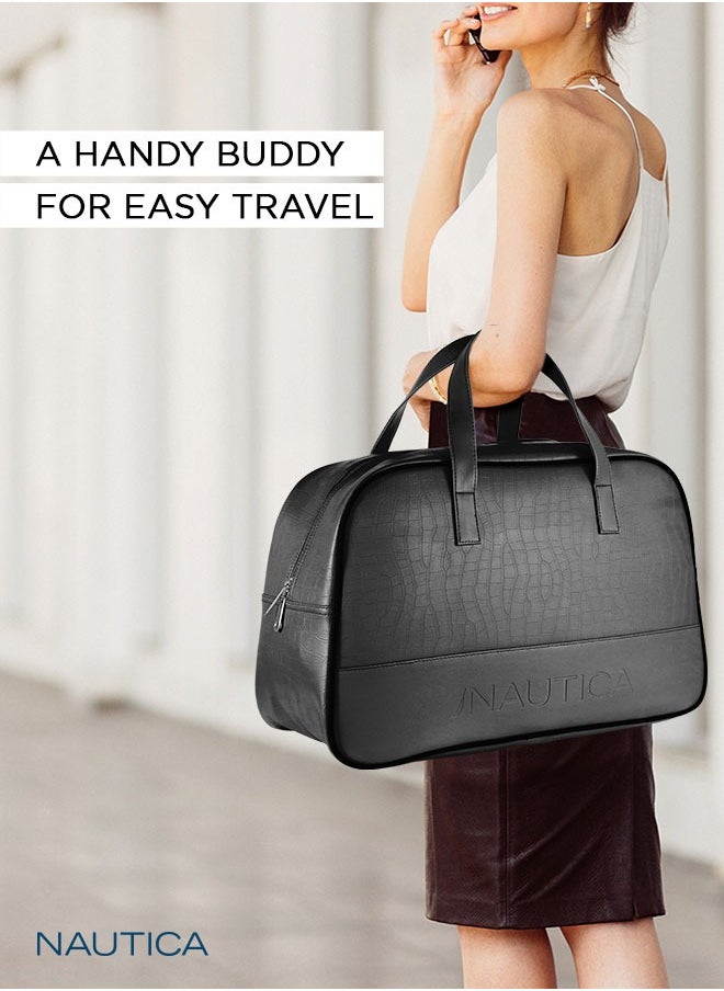 NAUTICA Nautica Duffle Bag for Travel | Stylish Leatherette Luggage | Compact and Comfortable for Travelling | Suitable for Men's and Women's One Size (Black, 15 cms)  - Image 4