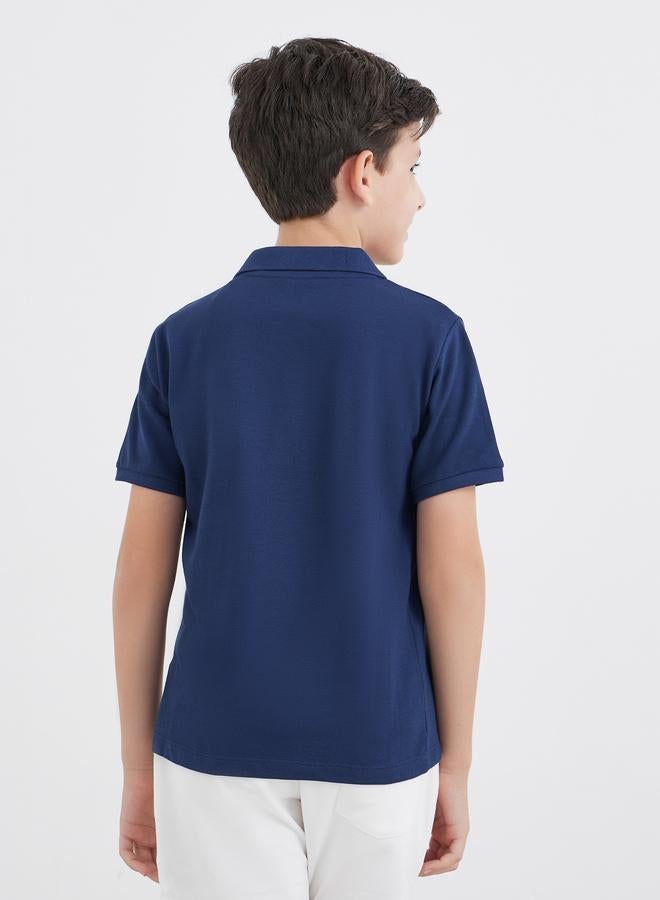 Styli Boys Navy Blue Cotton Polo T-Shirt - Image 4