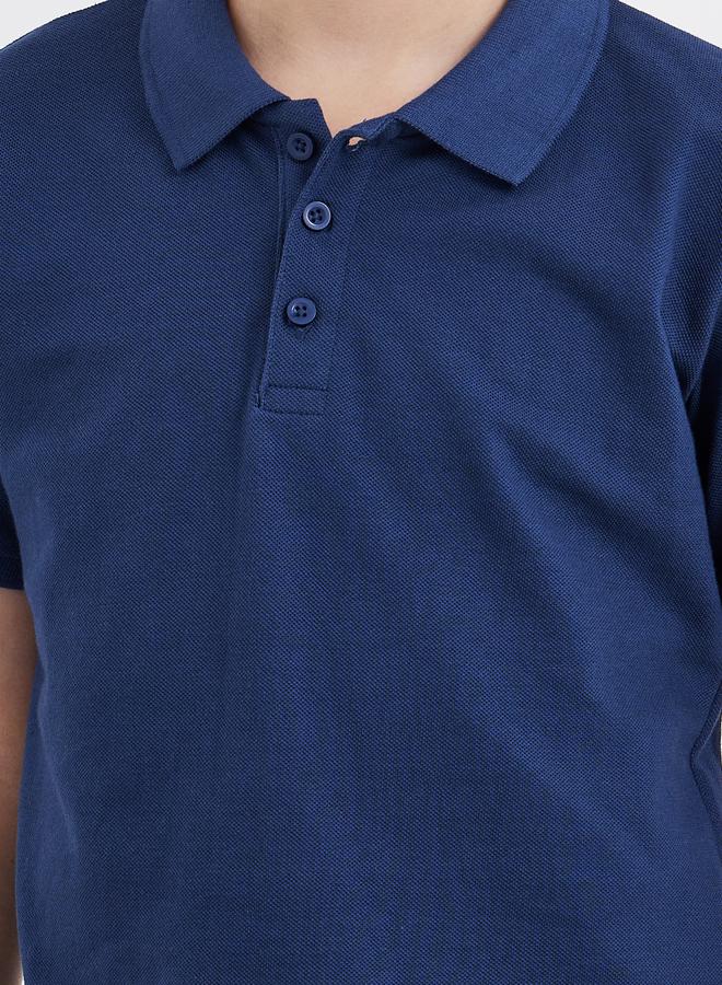 Styli Boys Navy Blue Cotton Polo T-Shirt - Image 3