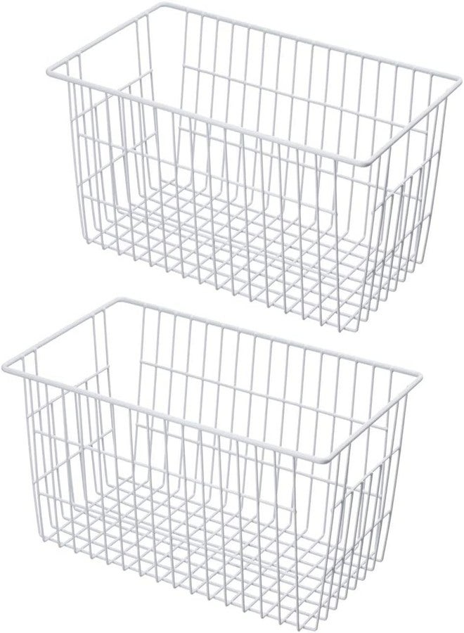 blitzlabs Wire Storage Basket Freezer Organizer Bins Refrigerator Organization Storage Baskets with Handles for Pantry, Freezer, Laundry Room, Closets, Garage, Office, Bathroom, Set of 2 - Image 1