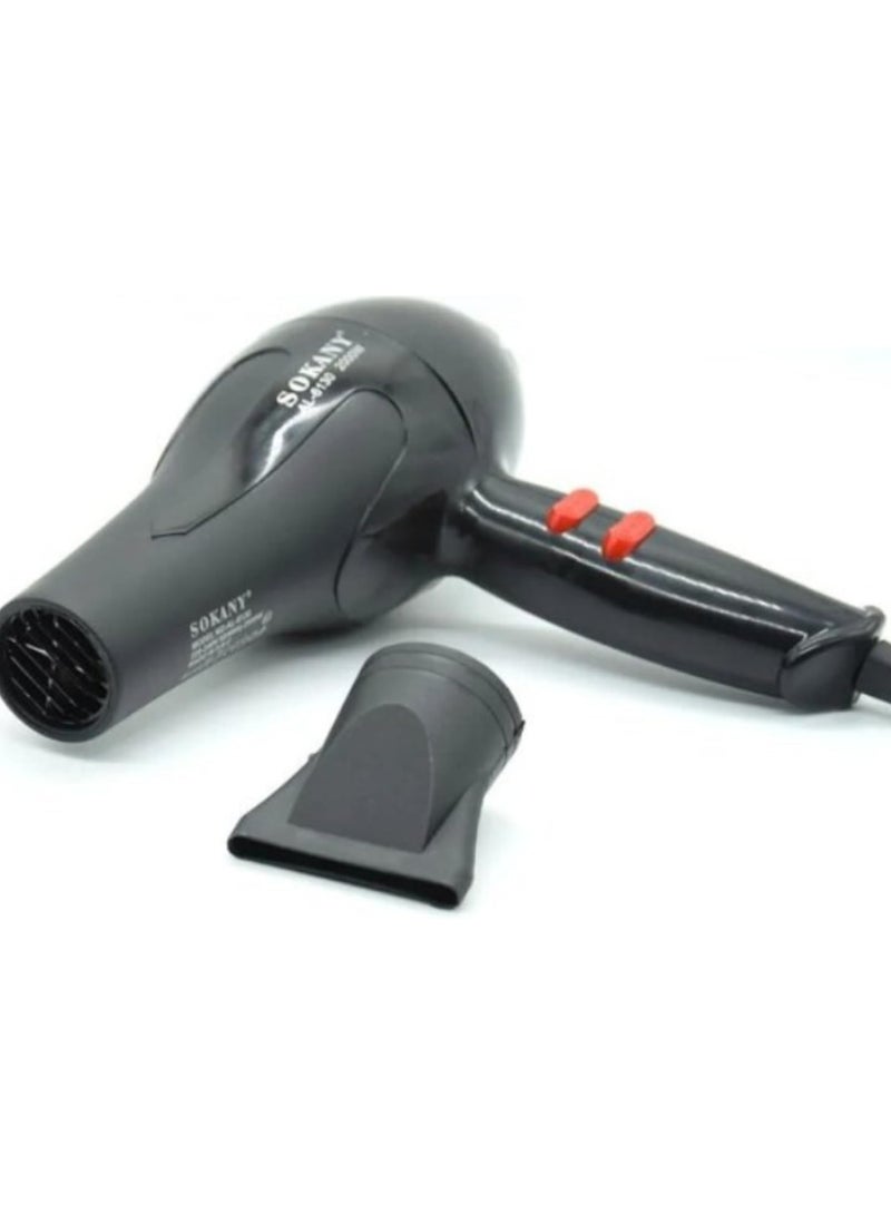 SOKANY AL-6130 Professional Hair Dryer with Negative Ions 2000W, Energy Saving and Efficient. 2 heating speed modes, silky hair more protected. Uniquely designed heat protection nozzle mixes warm and cold air to gently dry hair. Quickly dries hair at a comfortable temperature. AC motor, strong wind, low noise and precise heat dissipation. Detachable air inlet design, lightweight Black _ 1 year warranty - Image 2