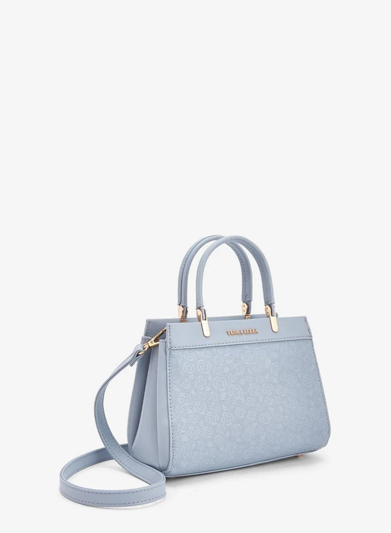 Flora Bella By Shoexpress BLUE Flora Bella Logo Embossed Tote Bag with Detachable Strap for Women | Best Price UAE