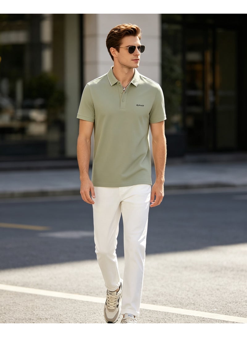 GANT Unisex Short Sleeve Collared Polo Shirt Casual Daily Wear Top Green - Image 4