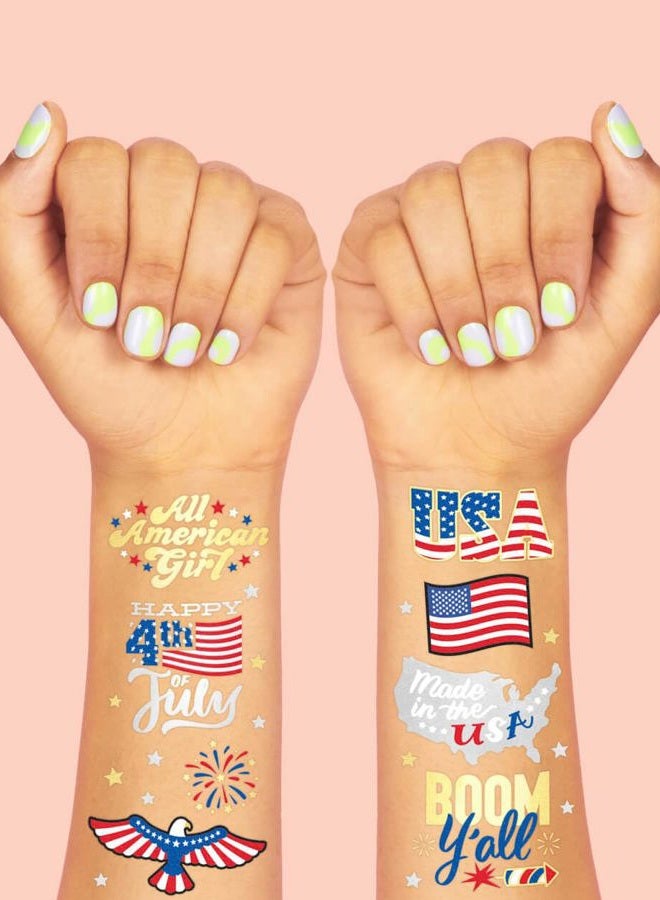 xo, Fetti Fourth of July Decorations Flash Tattoos - 30 styles Memorial Day, Independence Day, Red White and Blue Party Supplies, 4th of July, USA Flag, Labour Day - Image 3