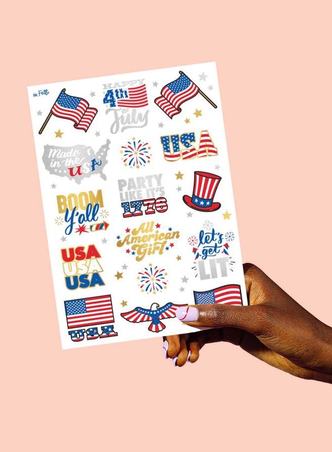 xo, Fetti Fourth of July Decorations Flash Tattoos - 30 styles Memorial Day, Independence Day, Red White and Blue Party Supplies, 4th of July, USA Flag, Labour Day - Image 5
