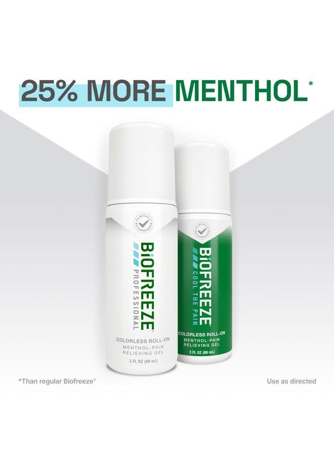 Biofreeze - Professional Colorless Pain Relief Roll On, Knee & Simple Backache Relief, Arthritis Pain Reliever, Neck Pain Relief, Cooling Joint Pain Relief, Roll-On Menthol Gel 3 Fl Oz - Image 1