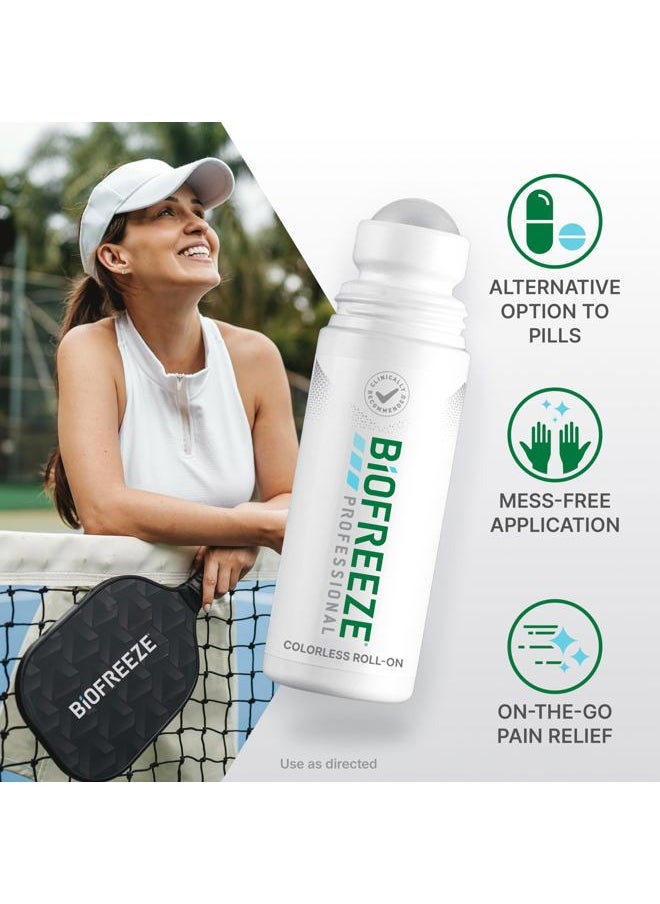 Biofreeze - Professional Colorless Pain Relief Roll On, Knee & Simple Backache Relief, Arthritis Pain Reliever, Neck Pain Relief, Cooling Joint Pain Relief, Roll-On Menthol Gel 3 Fl Oz - Image 1