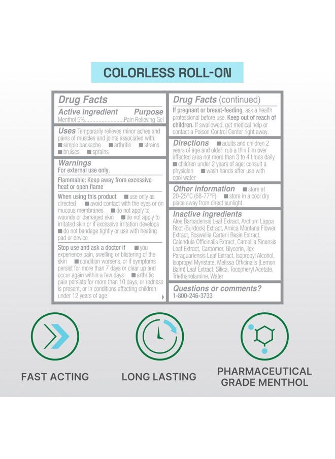 Biofreeze - Professional Colorless Pain Relief Roll On, Knee & Simple Backache Relief, Arthritis Pain Reliever, Neck Pain Relief, Cooling Joint Pain Relief, Roll-On Menthol Gel 3 Fl Oz - Image 1