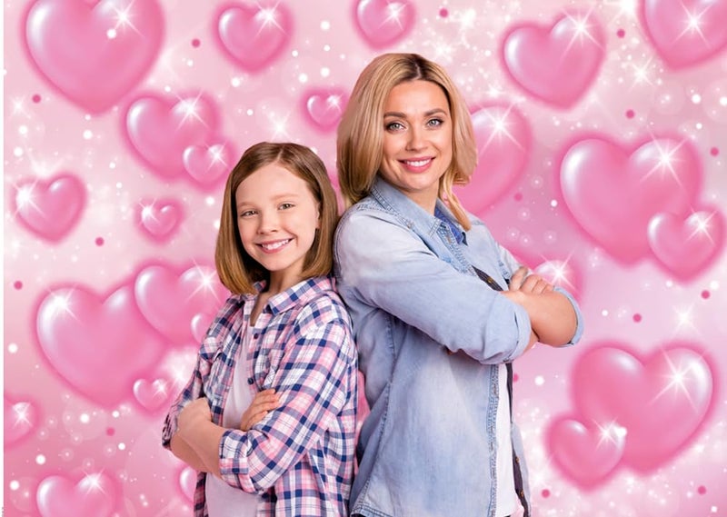 CHAIYA 7x5ft Early 2000s Photography Backdrop Pink Hearts Romantic Valentine's Day Background Baby Shower Birthday Girl Party Banner Decor Supplies - Image 3
