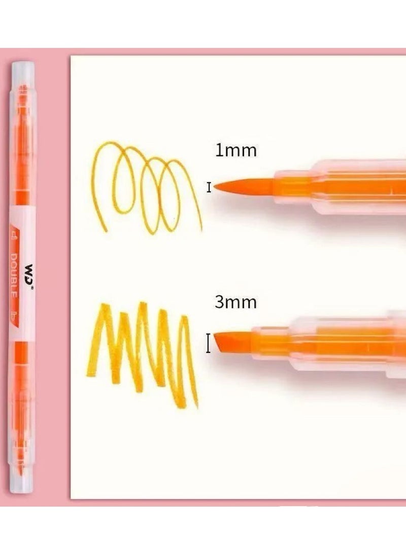Generic 6 pcs Cute Pastel Highlighter Pen Set Double Head, for Children's Handbook, Note Number, Stroke, Marker Pen, Student Stationery  - Image 3