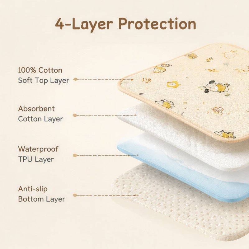 Cotton Baby Care Pad Quilted Crib Pad Waterproof Mattress Protector - 100% Cotton Surface Breathable Machine Washable Urine Pad for Nursery Crib Protection - Image 2