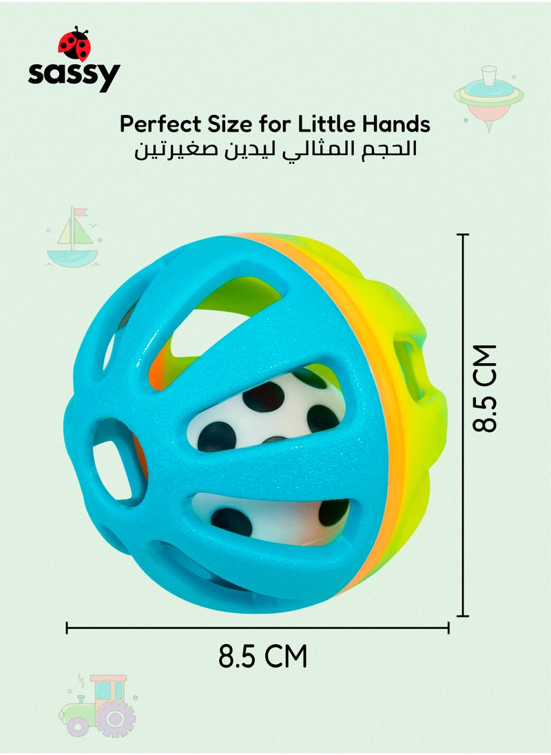 Sassy - Sassy Squish & Chime Ball - Soft, Colorful Sensory Toy for Babies 0+ Months, BPA-Free, Enhances Motor Skills and Auditory Development - Image 1