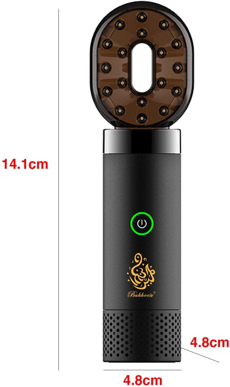 Electronic Incense Burner Portable Hair Comb Holder USB Metal Material Suitable for Car Home Office Bedroom Living Room, Black, 14.1cmx4.8cmx4.8cm