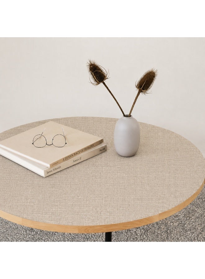 YMSM 40CM*500CM Linen Texture Beige Vinyl Self-Adhesive Wallpaper, Waterproof Oil-Proof Easy to Clean, Bedroom Living Room Kitchen Wall Decoration, Desk Cabinet Countertop Home Decoration, Easy Tear Easy Stick - Image 5