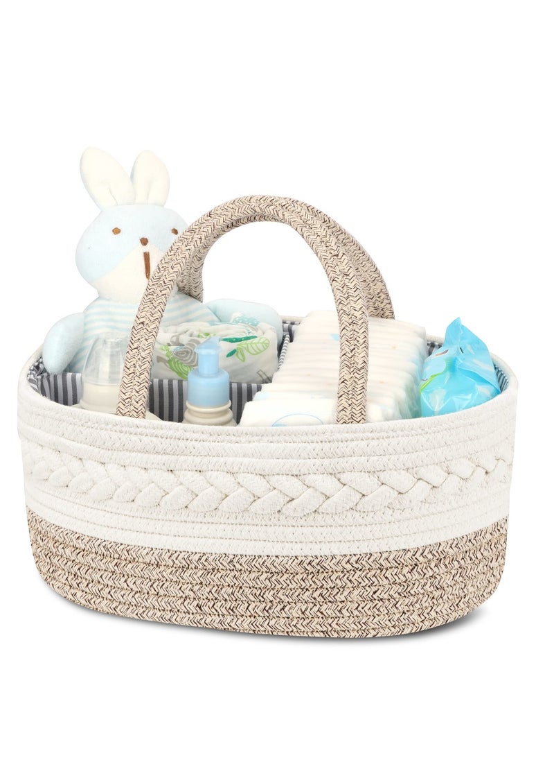 MIXDE Diaper Caddy Organizer for Baby, Cotton Rope Baby Gift Basket, Portable Diaper Organizer for changing table, Diaper Nursery Storage Organizer for Baby Stuff, Baby Shower Gifts for Newborn  - Image 1