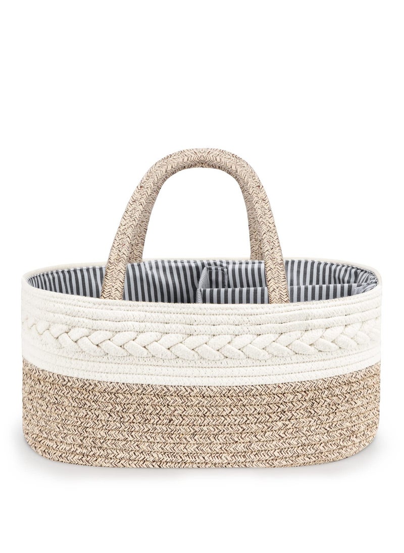MIXDE Diaper Caddy Organizer for Baby, Cotton Rope Baby Gift Basket, Portable Diaper Organizer for changing table, Diaper Nursery Storage Organizer for Baby Stuff, Baby Shower Gifts for Newborn  - Image 5