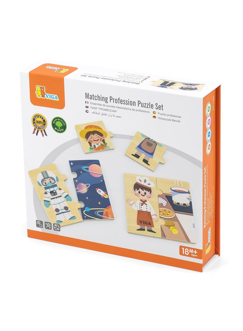 Viga Wooden Jigsaws Puzzle Matching Professions Puzzle Set - Image 1