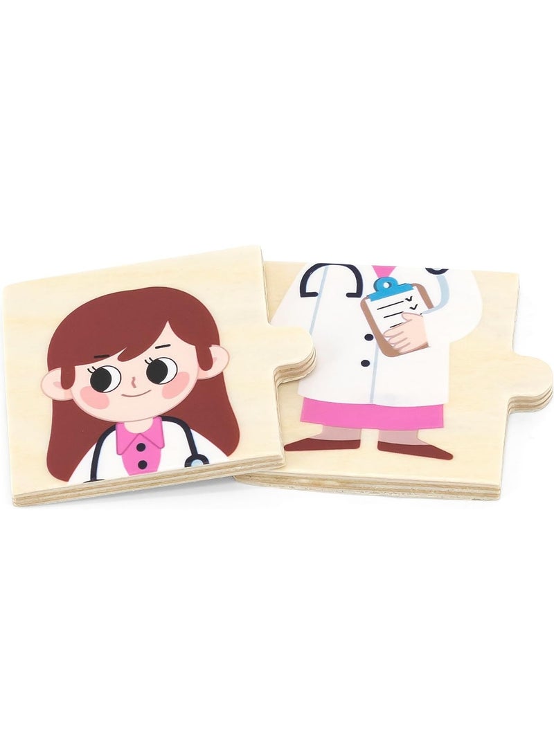 Viga Wooden Jigsaws Puzzle Matching Professions Puzzle Set - Image 3