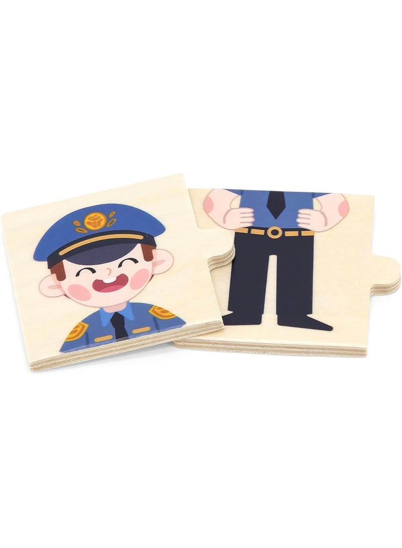 Viga Wooden Jigsaws Puzzle Matching Professions Puzzle Set - Image 4